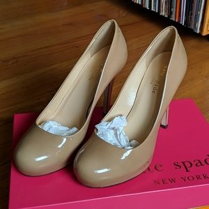 Kate Spade patent camel Lori heels